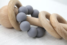 Load image into Gallery viewer, Dusty Grey Beechwood &amp; Silicone Rattle