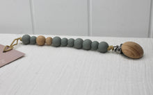 Load image into Gallery viewer, Dusty Blue Silicone &amp; Beechwood Dummy Clip