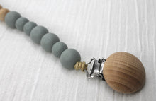 Load image into Gallery viewer, Dusty Blue Silicone &amp; Beechwood Dummy Clip