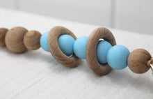 Load image into Gallery viewer, Baby Blue Silicone and Beechwood Rings Dummy Clip