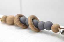 Load image into Gallery viewer, Grey Silicone and Beechwood Rings Dummy Clip
