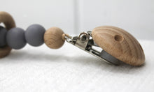 Load image into Gallery viewer, Grey Silicone and Beechwood Rings Dummy Clip
