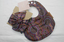 Load image into Gallery viewer, Water Dreaming Warlu Brown Headband &amp; Bib Set