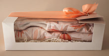 Load image into Gallery viewer, Peach Floral Bib &amp; Burp Cloth Gift Box