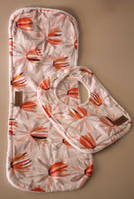 Load image into Gallery viewer, Peach Floral Bib &amp; Burp Cloth Gift Box