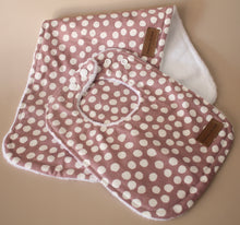 Load image into Gallery viewer, Dusty Pink Splot Bib &amp; Burp Cloth Gift Box