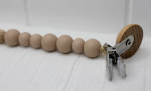 Load image into Gallery viewer, Almond Silicone &amp; Beechwood Dummy Clip
