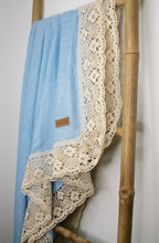 Load image into Gallery viewer, Baby Blue Bamboo &amp; Cotton Lace Blanket