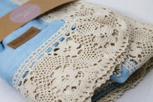 Load image into Gallery viewer, Baby Blue Bamboo &amp; Cotton Lace Blanket
