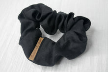 Load image into Gallery viewer, Medium Black Linen Scrunchie