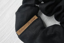 Load image into Gallery viewer, Medium Black Linen Scrunchie