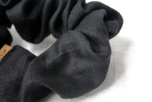 Load image into Gallery viewer, Medium Black Linen Scrunchie