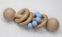 Load image into Gallery viewer, Baby Blue Beechwood &amp; Silicone Rattle