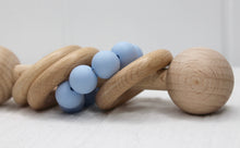 Load image into Gallery viewer, Baby Blue Beechwood &amp; Silicone Rattle